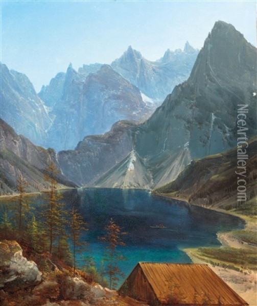Mountain Lake Oil Painting - Matthias Rudolf Toma