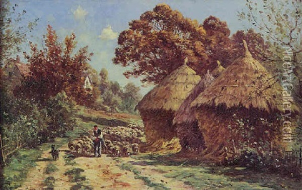 L'arrivee Du Troupeau A Evergnicourt Sur Aisne Oil Painting - Armand Guery