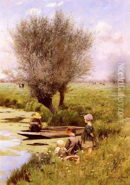 Afternoon Along The River Oil Painting - Emile Claus