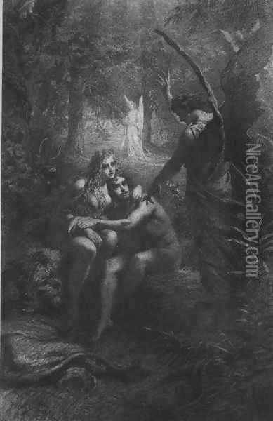 Illustration to Imre Madachs The Tragedy of Man- In the Paradise Scene 2 1887 Oil Painting - Mihaly von Zichy