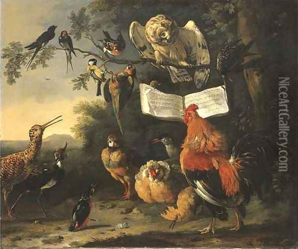 A Concert of Birds Oil Painting - Melchior D'Hondecoeter