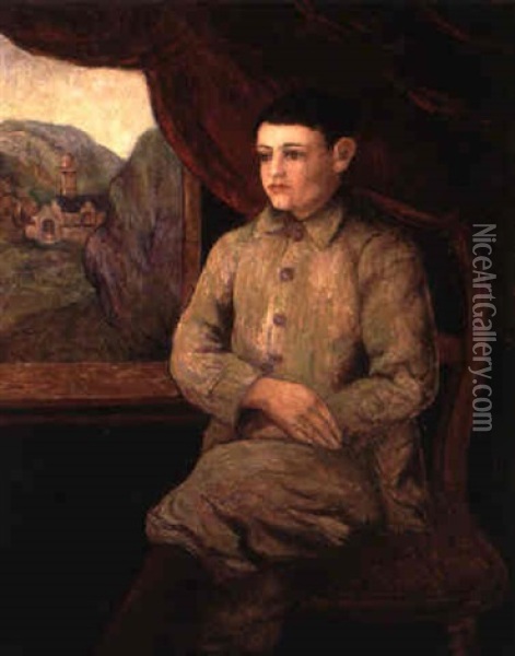 Portrait D'enfant Oil Painting - Ernest Ponthier De Chamaillard