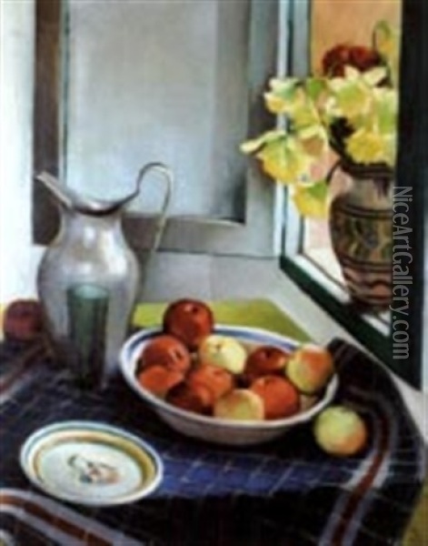 Nature Morte A La Nappe A Carreaux Oil Painting - Jean Robert Pinet