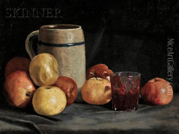 Still Life With Apples And Stein Oil Painting - Ben Foster