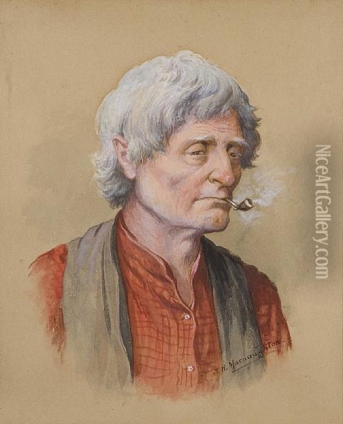 The Pipe Smoker Oil Painting - John H. Macnaughton
