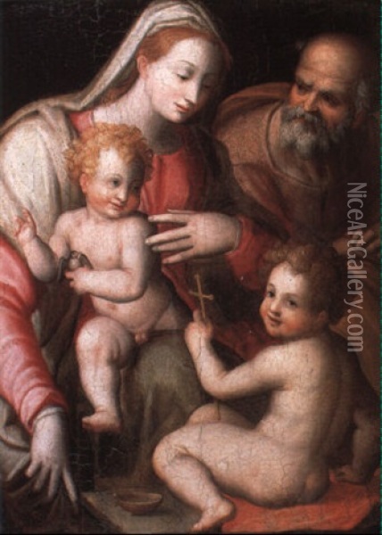 The Holy Family With The Infant St. John Oil Painting - Domenico Puligo