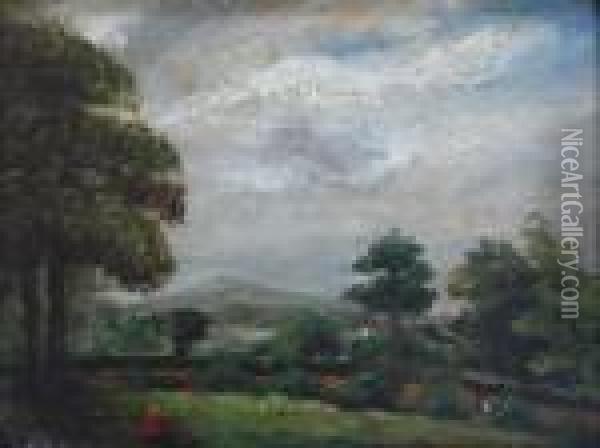 Figure In A Landscape Oil Painting - John Constable