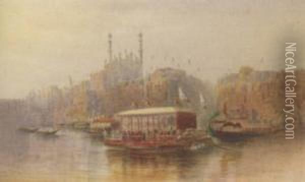 Royal Barges On The Ganges Oil Painting - Nicholas Chevalier