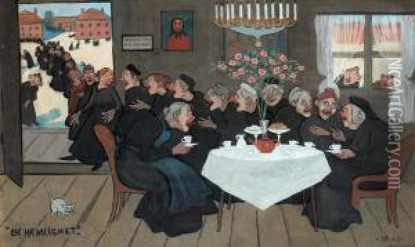 En Hemlighet Oil Painting - Ivar Arosenius
