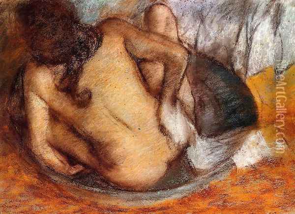 Nude in a Tub Oil Painting - Edgar Degas