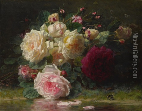 Roses Oil Painting - Jean-Baptiste Robie