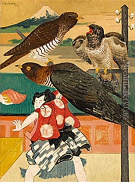 Japanskt Motiv Oil Painting - Ewald Dahlskog