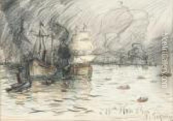 Bateaux Dans Un Port Oil Painting - Paul Signac
