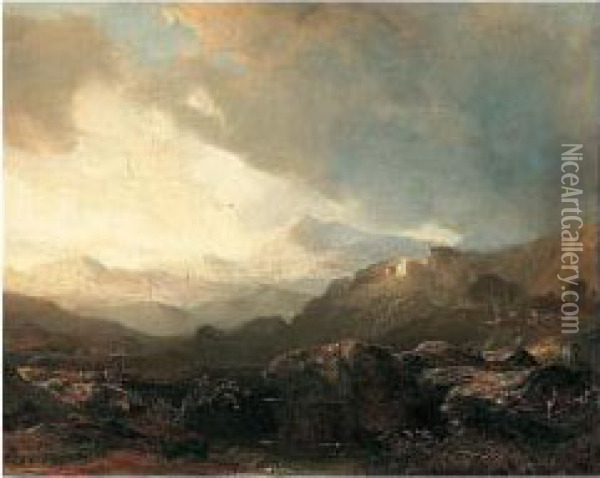 Highland Loch Scene Oil Painting - Horatio McCulloch