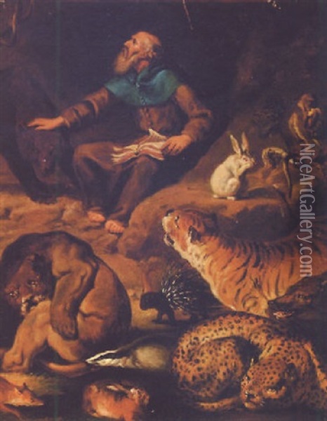 Saint Francis And The Animals Oil Painting - Carl Borromaus Andreas Ruthart