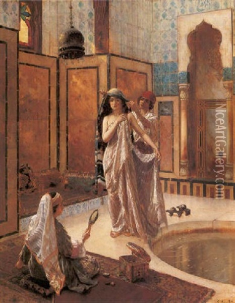 The Harem Bath Oil Painting - Rudolf Ernst