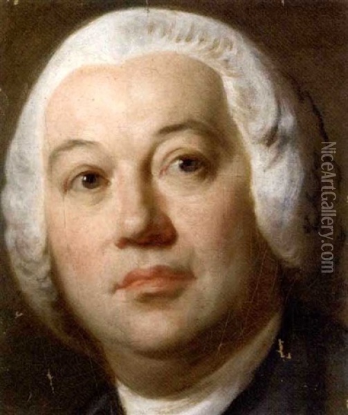 Portrait Of A Gentleman, Small, Head And Shoulders Oil Painting - Anton Raphael Mengs