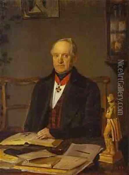 Portrait Of P V Zhdanovich 1846-47 Oil Painting - Pavel Andreevich Fedotov