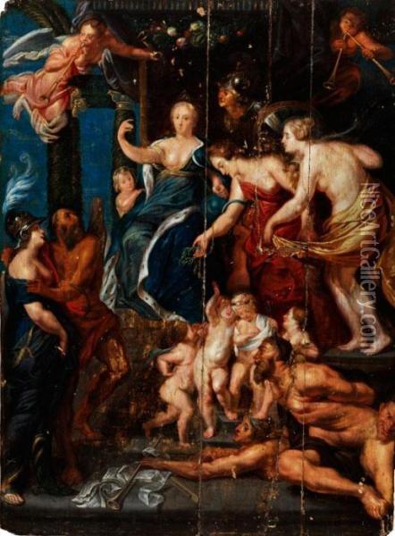 Die Gluckliche Regentschaft Oil Painting - Peter Paul Rubens