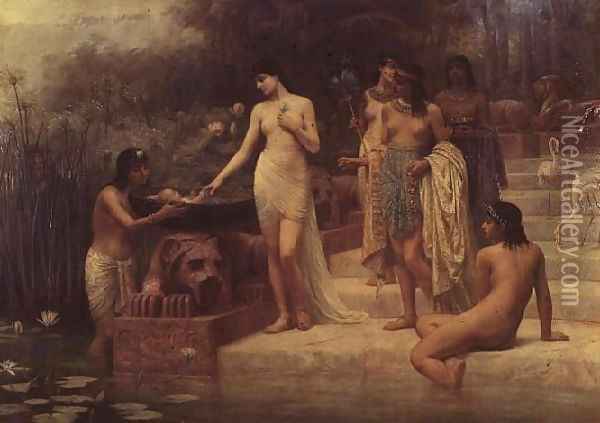 Pharaoh's Daughter The Finding of Moses 1886 Oil Painting - Edwin Longsden Long