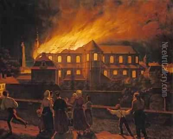 Fire at Cambrai Cathedral Oil Painting - Abel Berger