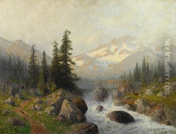 Alpine Landscape Oil Painting - Karl Eugene Felix