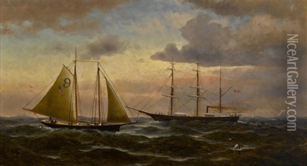 Pilot Boat And Bark Oil Painting - William Alexander Coulter
