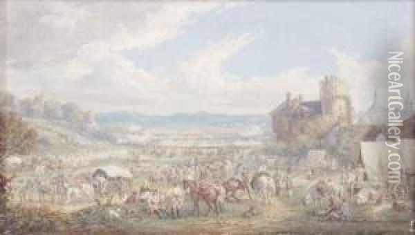 Combat De Deux Armees Dans Une Vallee Oil Painting - Louis Nicolael van Blarenberghe