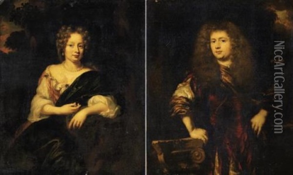 Portrait Of A Lady, Facing Front (+ Portrait Of A Gentleman, Facing Front; Pair) Oil Painting - Nicolaes Maes