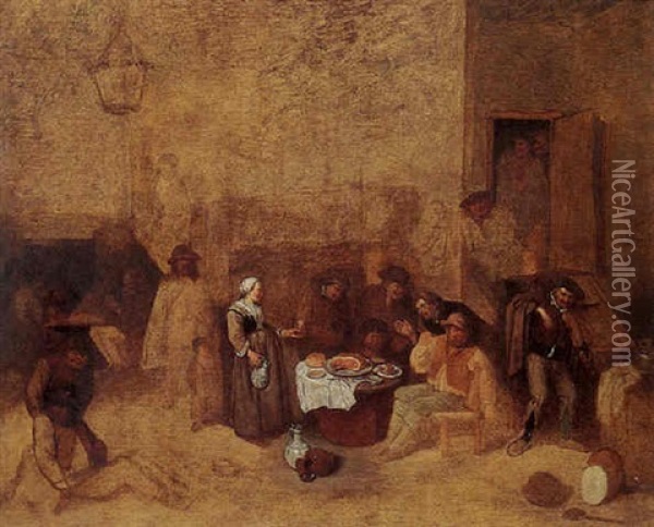 Peasants In A Tavern Oil Painting - Egbert van Heemskerck the Elder