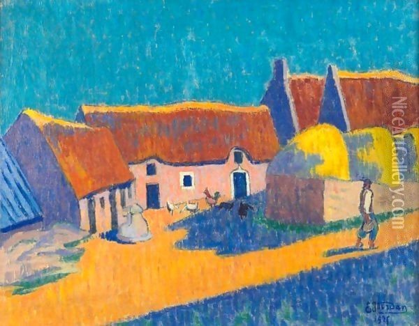 Village De Bretagne Oil Painting - Emile Jourdan