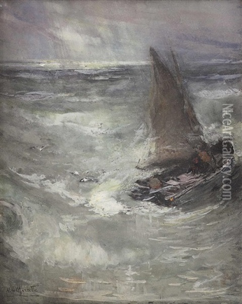Segelboot Auf Sturmischer See Oil Painting - Alexandre Marcette