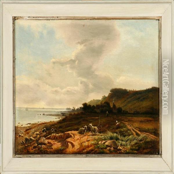 The Beach At Hellebaekvillage Oil Painting - Vilhelm Peter C. Kyhn