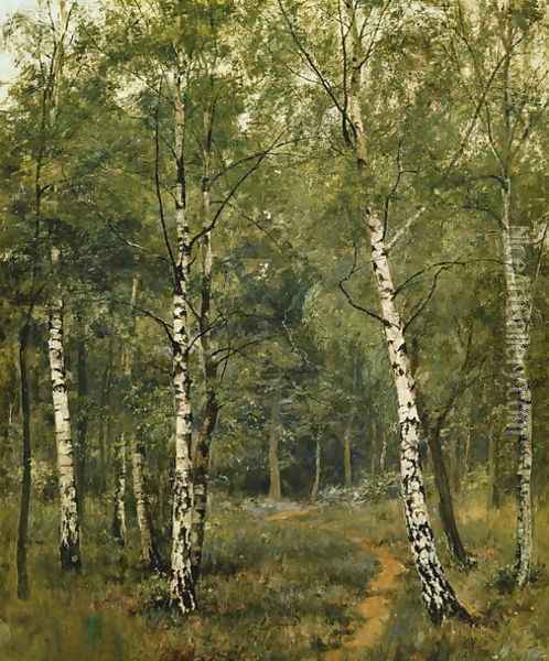 Silver Birches, Fittleworth Common, Sussex Oil Painting - Edward Wilkins Waite