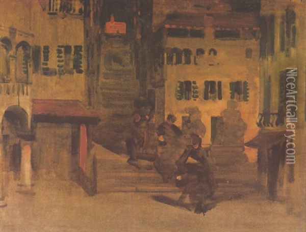 Iberian Street Scene Oil Painting - Arthur Melville