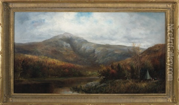 Autumn View In The White Mountains, With Hunters Oil Painting - William Henry Hilliard