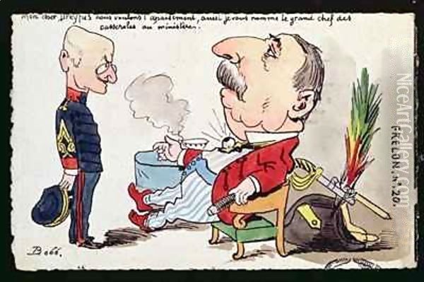 Caricature depicting the pardon of Captain Dreyfus Oil Painting - Bobb