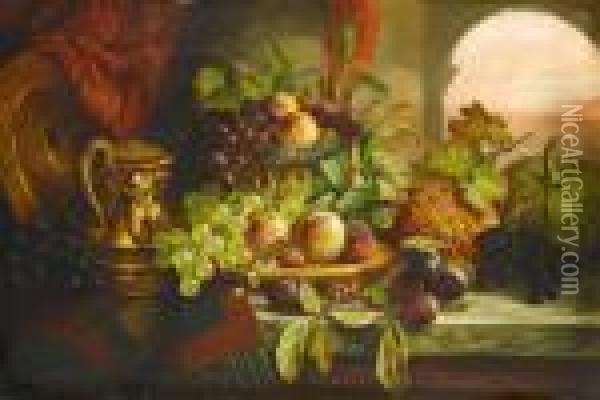 Still Life With Fruit Including Oil Painting - Charles Thomas Bale