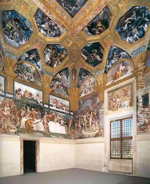 View of the Sala di Psyche (north and east walls) Oil Painting - Giulio Romano (Orbetto)