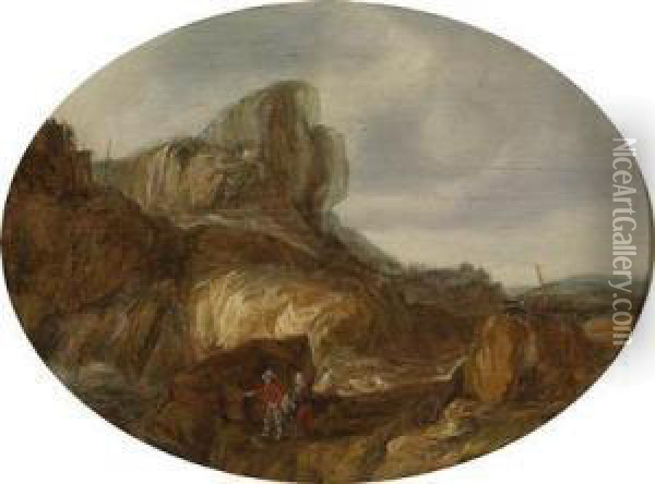 Mountainous Landscape With Figuralstaffage Oil Painting - Gillis Egidius I Peeters
