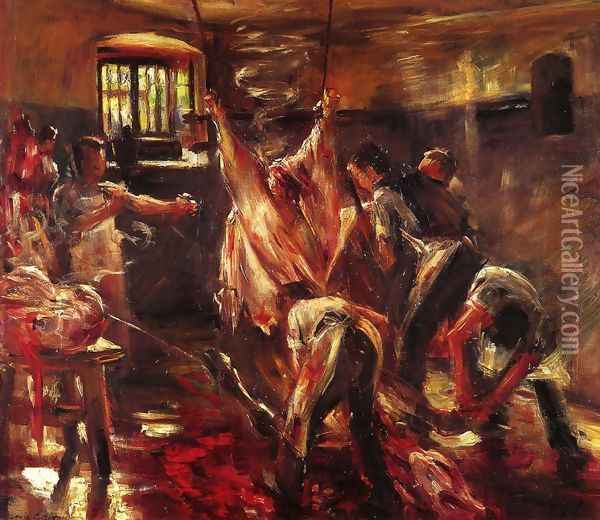 In the Slaughter House Oil Painting - Lovis (Franz Heinrich Louis) Corinth
