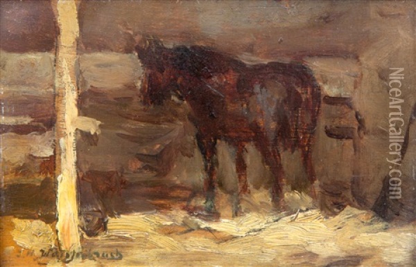 Paard In De Stal / Horse In A Stable Oil Painting - Frederik Hendrik Weissenbruch