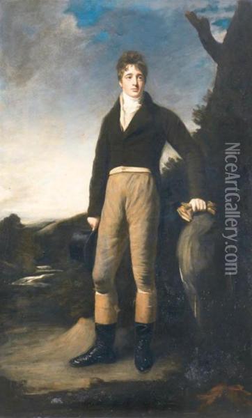 Portrait Of George Rush, Standing Full Length, In An Extensivelandscape Oil Painting - John Opie