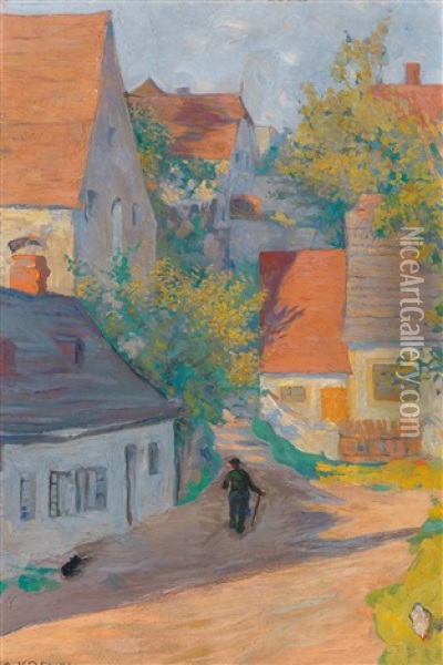 Aus Allensteig, Aufgang Zur Kirche Oil Painting - Carl Krenek