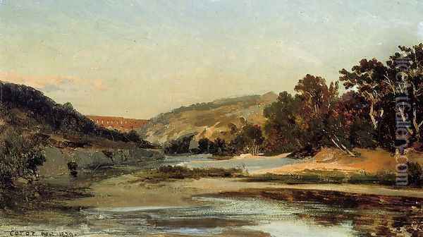 The Aqueduct in the Valley Oil Painting - Jean-Baptiste-Camille Corot