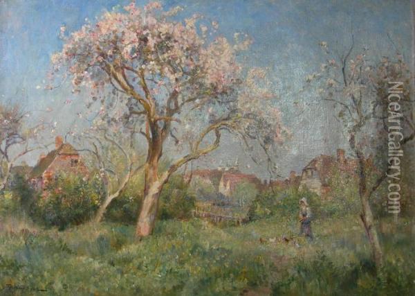 Apple Blossom Oil Painting - James Herbert Snell