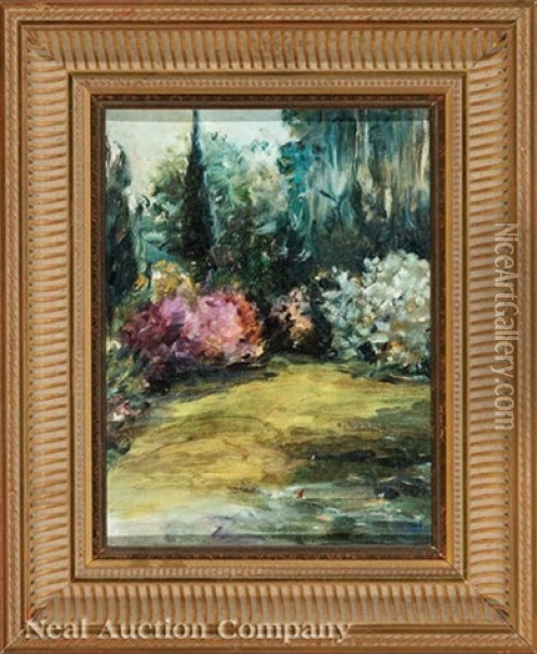 A Corner Of William Woodward's Garden At The Studio, Biloxi, Mississippi Oil Painting - William Woodward