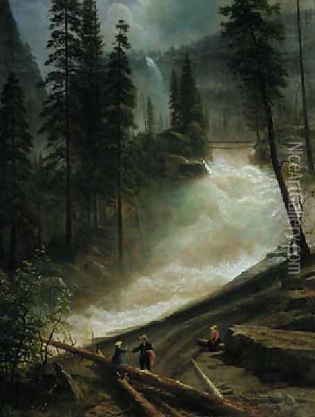 Nevada Falls Yosemite Oil Painting - Albert Bierstadt