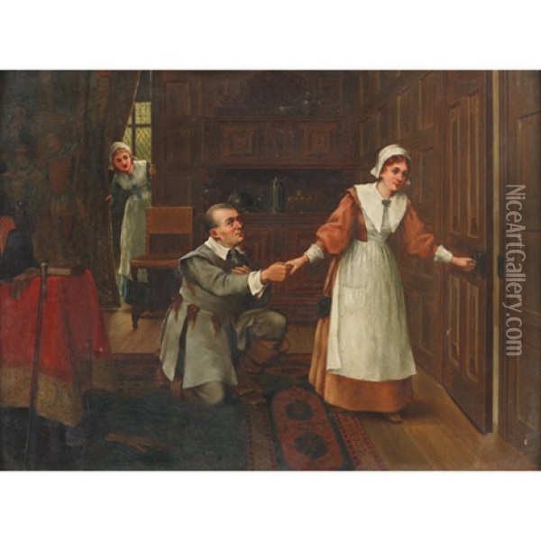 The Cavalier's Proposal Oil Painting - William Anstey Dolland