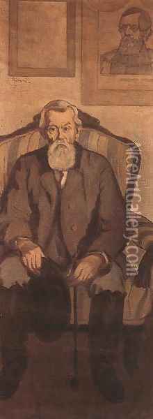 Uncle Rippl, an Admirer of Kossuth 1897 Oil Painting - Jozsef Rippl-Ronai